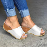 Susiecloths Fashion Style Peep Toe Slip-On Wedges Slippers