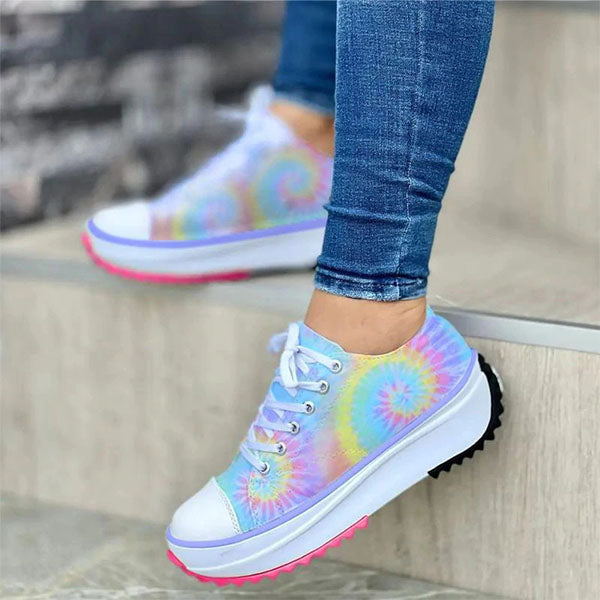 Susiecloths Fashion Casual Tie-Dye Color-Blocking Sneakers