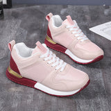 Susiecloths Women Casual Leather Colorblock Mesh Sneakers