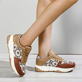 Susiecloths New In Leopard Print Colorblock Lace-Up Sneakers