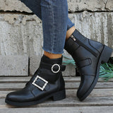 Susiecloths Rhinestone Buckle Comfy Ankle Booties
