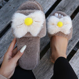 Susiecloths Round Toe Fur Bownot Flat Slippers
