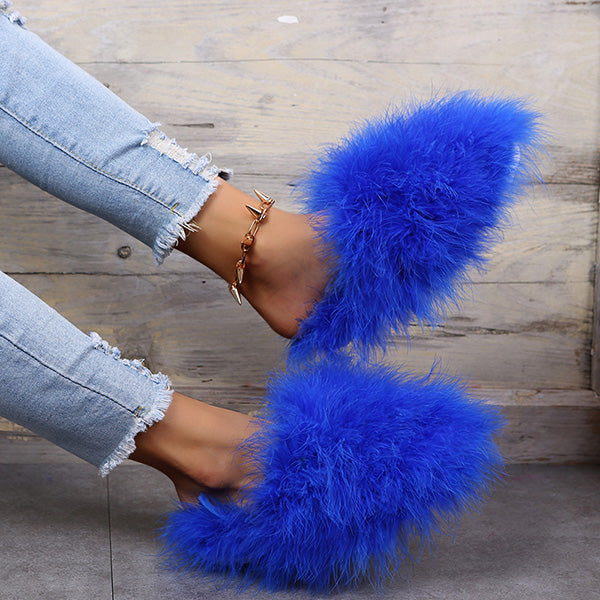 Susiecloths Colourful Fluffy Feather Winter Slippers