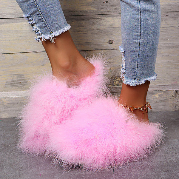 Susiecloths Colourful Fluffy Feather Winter Slippers