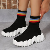 Susiecloths Casual Rainbow Thick Sole Knitted Sock Boots