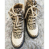 Susiecloths Leopard Color Block High Top Lace Up Martin Boots