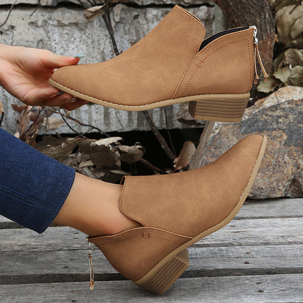 Susiecloths Casual Suede Low Heeled Ankle Booties