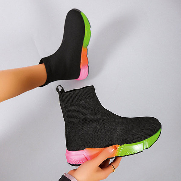 Susiecloths Casual Knit Multicolor Sole Pull-On Boots