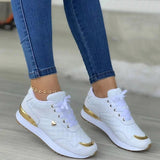Susiecloths Round Toe Gold Sequin Embellished Lace-Up Sneakers