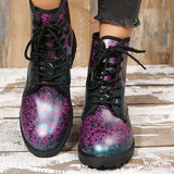 Susiecloths Stylish Multicolor Print Lace-Up Martin Boots