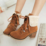 Susiecloths Wedge Faux Suede Zipper Stacked Snow Ankle Boots
