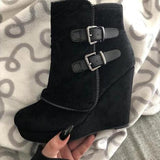 Susiecloths Wedge Faux Suede Zipper Ankle Boots