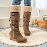Susiecloths Winter Lace Up Fur Warm Heeled Boots