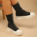 Susiecloths Two Tone Zip Front Faux Suede Sock Boots