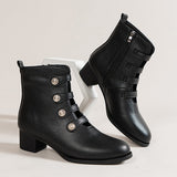 Susiecloths Rivet Hollow Chunky Heeled Ankle Boots