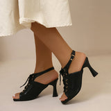 Susiecloths Sexy Lace-Up Buckle Stiletto Heeled Sandals