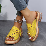 Susiecloths Fish Mouth Toe Colorblock Snakeskin Rivets Slippers