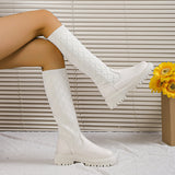 Susiecloths Knitted Argyle Sock Mid-Calf Boots
