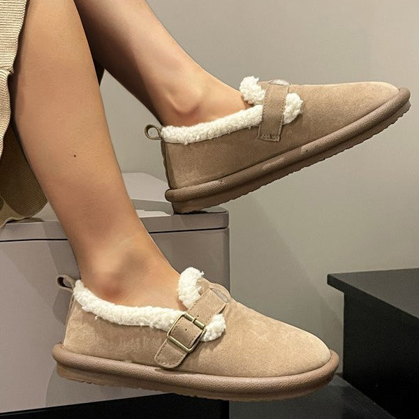 Susiecloths Casual Faux Suede Thick Plush Lined Flats