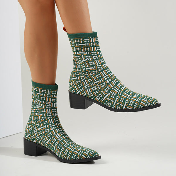 Susiecloths Chic Block Heeled Stretch Sock Boots