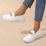 Susiecloths Square Toe Golden Chain Mesh Casual Shoes