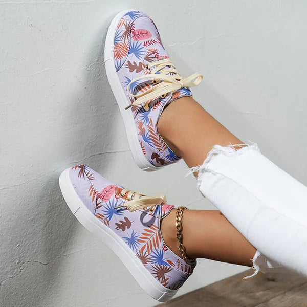 Susiecloths Multicolor Leaf Print Lace-Up Sneakers