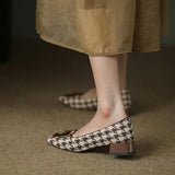 Susiecloths Square Toe Houndstooth Low Heels