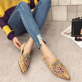 Susiecloths Gorgeous Rhinestone Pointed Toe Flats