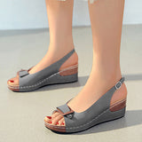 Susiecloths Open Toe Slingback Wedge Platform Sandals