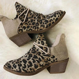 Susiecloths Leopard Chunky Heel Canvas Boots