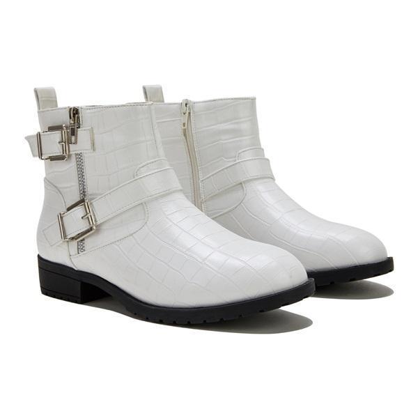 Susiecloths Women Trendy Bright Leather Zipper Buckle Ankle Boots