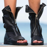 Susiecloths Women Soft Faux Leather Zipper Boots