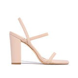 Susiecloths Elastic Straps Squared Toe Chunky Heels
