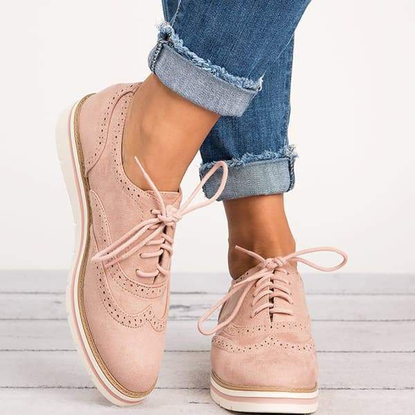 Susiecloths Lace Up Perforated Oxfords Shoes