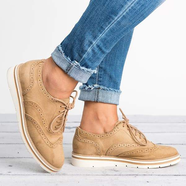Susiecloths Lace Up Perforated Oxfords Shoes